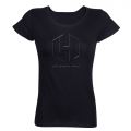 Woman Black Tee-Shirt with embossed logo